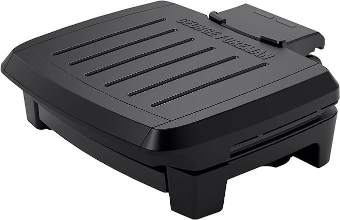 George Foreman® Fully Submersible™ Grill, NEW Dishwasher Safe, Wash the Entire Grill, Easy-to-Clean Nonstick, Black/Grey