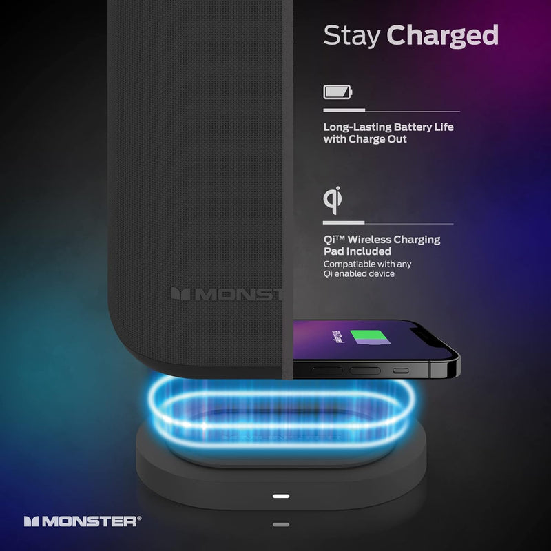 Monster DNA One Portable Wireless Speaker, Waterproof, 13 Hours Playing Time, Qi Certified Charging Pad Included