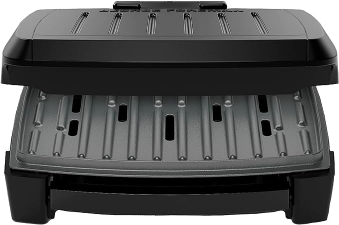 George Foreman® Fully Submersible™ Grill, NEW Dishwasher Safe, Wash the Entire Grill, Easy-to-Clean Nonstick, Black/Grey