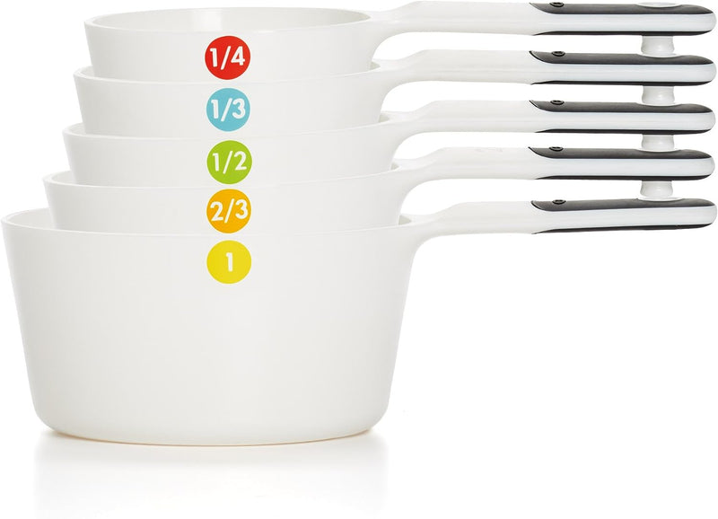 OXO GG 6 PC PLASTIC MEASURING CUPS, SNAPS - WHITE