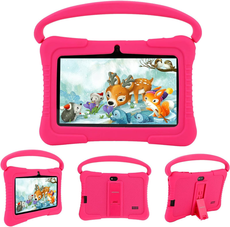 Kids Tablet, 7 inch Android Tablet for Kids 1GB Ram 16GB Storage, IPS Screen, Parent Control, Bluetooth, WiFi, Protective case with Kickstand, Pre-installed Learning Games