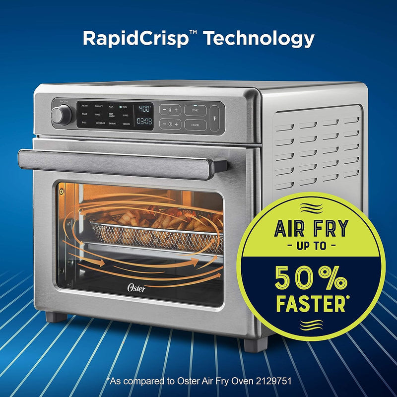 Oster Digital Air Fryer Oven with RapidCrisp, Stainless Steel