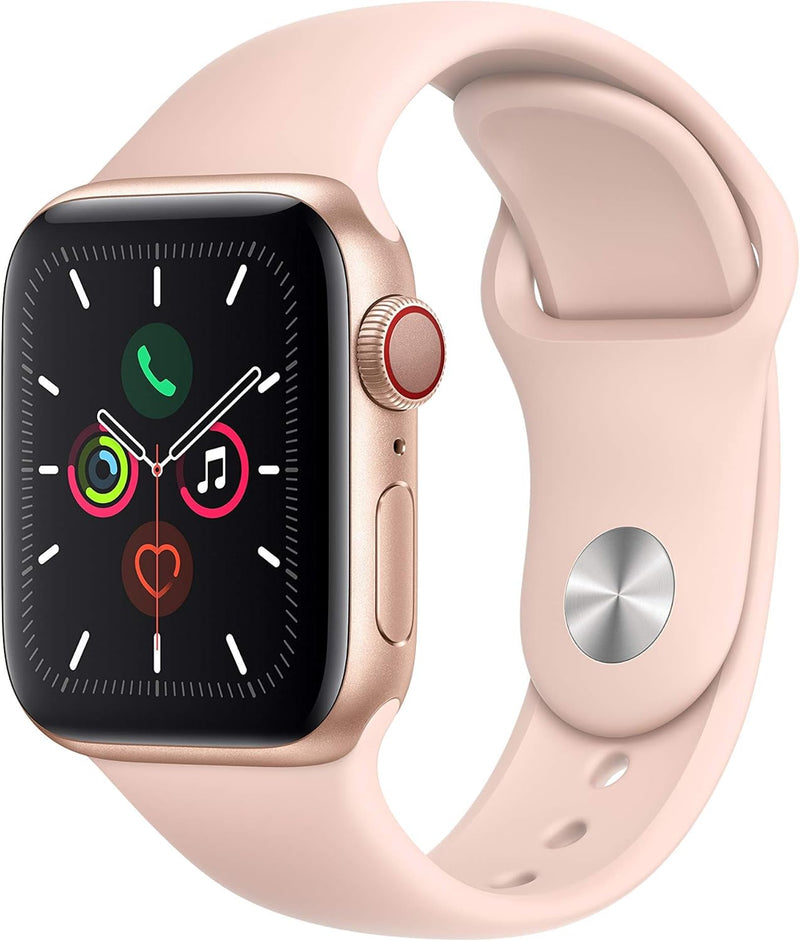 (Refurbished) Apple Watch Series 5 (GPS + Cellular, 44MM, 40MM) - Aluminum Case with Sport Band