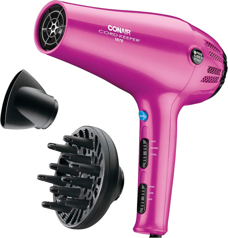 Conair - 1875 Watt Full-Size Turbo Styler with Retractable Cord - Pink