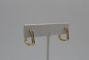 Gold Plated Cubic Zirconia Rectangle Hoop Earrings