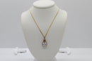 Cubic Zirconia Stone Square Halo Gold Plated Pendant