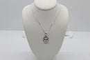 Sterling Silver Oval Cubic Zirconia Halo Pendant