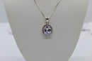 Sterling Silver Oval Cubic Zirconia Halo Pendant