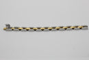 Stainless Steel Silver and Gold Cubic Zirconia Link Bracelet