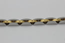 Stainless Steel Silver and Gold Cubic Zirconia Link Bracelet