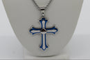 Sterling Silver Cross Necklace Flared Edges