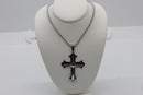 Sterling Silver Cross Necklace Flared Edges