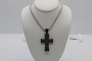 Sterling Silver Checkerboard Cross Necklace