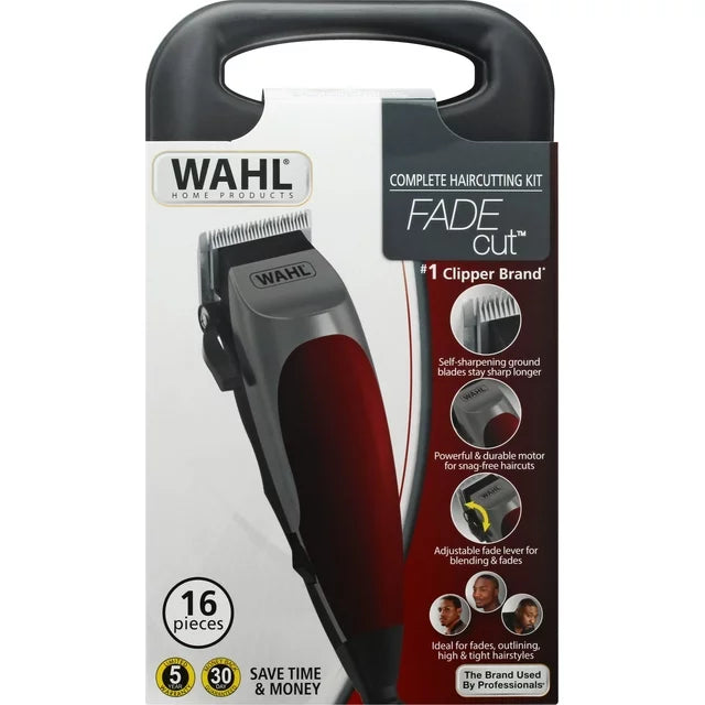 NEW WAHL FADE Cut Hair Cut Clippers Complete 16-Piece Hair Cutting Kit