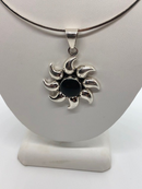 Silver and Black Onyx Sunburst Necklace