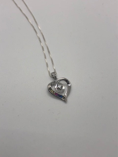 Colored CZ Heart Necklace