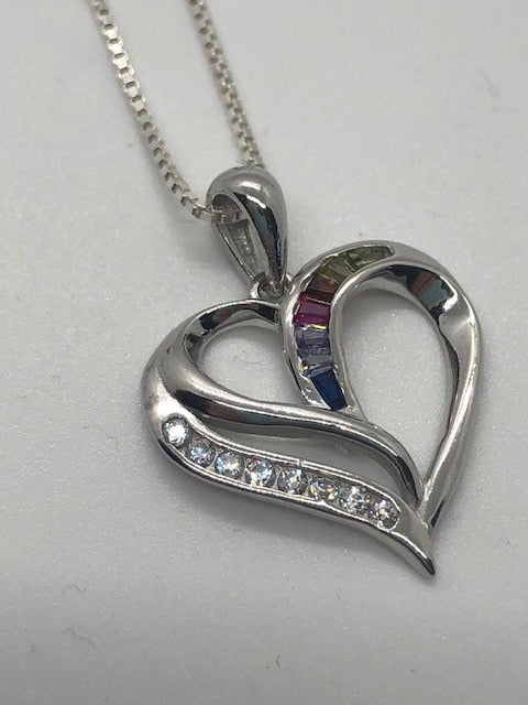 Colored CZ Heart Necklace