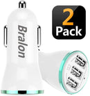 Bralon USB Car Charger[2-Pack], 18W/3.4A 3-Port Rapid Car Charger