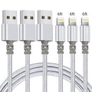 iPhone Charger, Apple MFi Certified Lightning Cable 3pack 6ft Nylon Braided USB Cable Fast Charging
