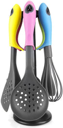 Home Basics 6 Piece Silicone Coated, Multi-Colored Kitchen Tool Set, One Size, Multicolor