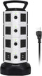 Power Strip Tower Surge Protector with 14 AC Outlets and 4 USB Ports, Handle and Retractable Cord