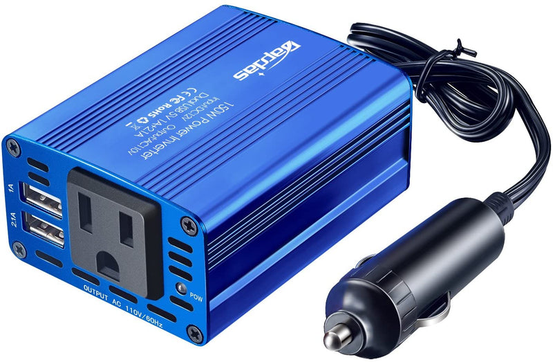 Bapdas 150W Car Power Inverter DC 12V to 110V AC Car Converter with 3.1A Dual USB Car Adapter