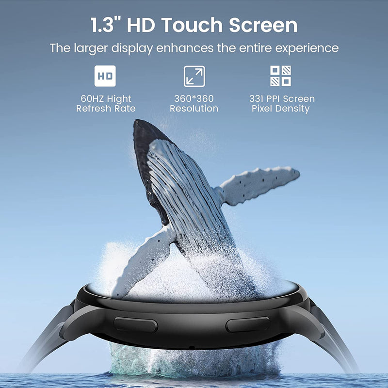 Smartwatch - Answer/Make Calls - Newest 1.3'' HD AMOLED Bluetooth Smartwatch