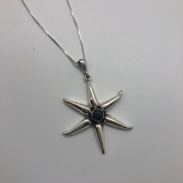 Black Onyx Sunburst Necklace