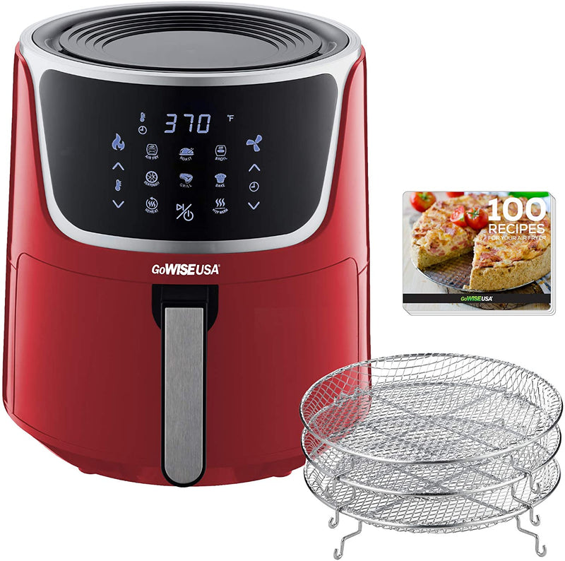GoWISE USA 7-Quart Electric Air Fryer with Dehydrator & 3 Stackable Racks, Digital Touchscreen with 8 Functions + Recipes