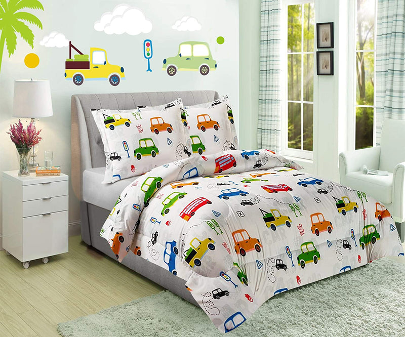 Kids All Season 3 Piece Comforter Set,  Soft Brushed Microfiber Comforter and 2 Pillow Cases for Boys/Girls, Machine Washable