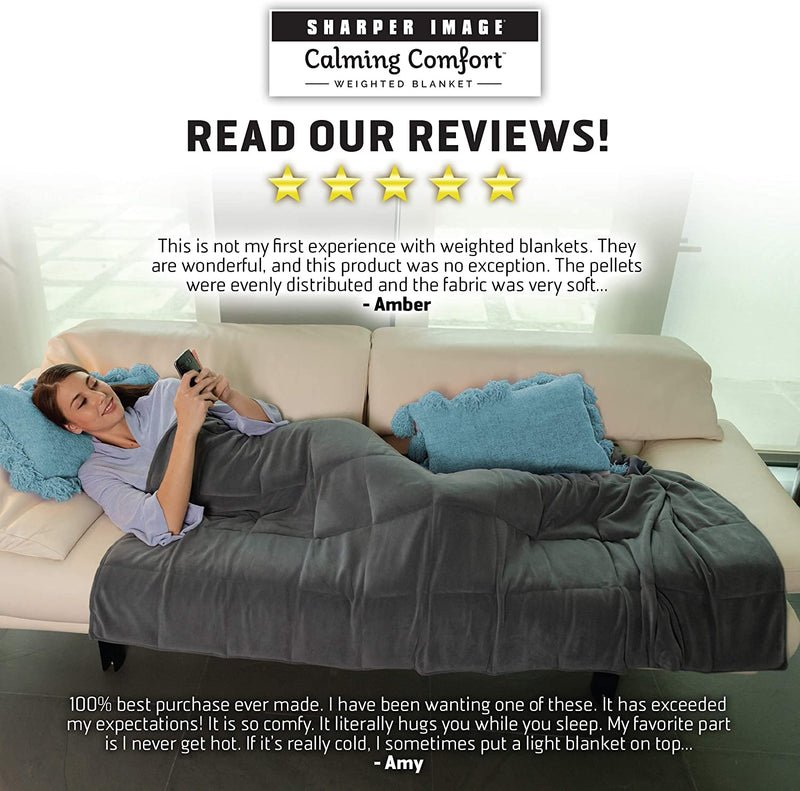 Sharper Image Calming Comfort 15 lb, 50" x 75", Grey Blanket