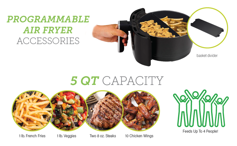 GoWISE USA 5-Quart Air Fryer with 8 Cooking Presets and Duo Display + 50 Recipes