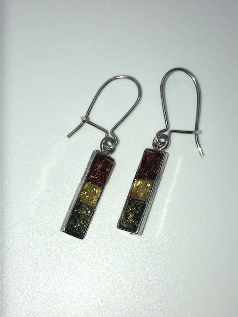 Multi-color Baltic Amber Dangle Earrings