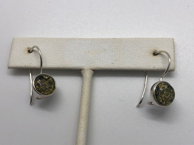 Green Baltic Amber Dangle Earrings