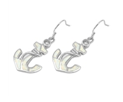 Blue or White Lab Opal Anchor Dangle Earrings