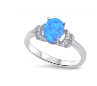 Blue or White Lab Opal and/CZ Ring