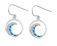 Blue Lab Opal Wave Dangle Earrings