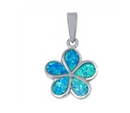 Blue Lab Opal Plumeria Necklace