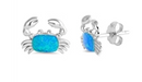 Blue Lab Opal Crab Stud Earrings