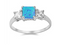 Blue or White Lab Opal with CZ Squares Ring