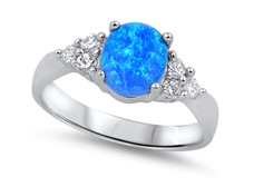 Blue or Pink Lab Opal and CZ Ring