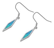 Blue Opal Diamond Shaped Dangle Earrings