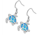 Blue Opal Dangle Turtle Earrings