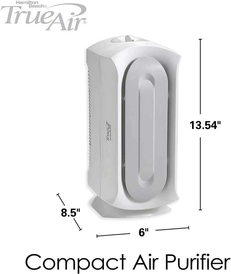 Hamilton Beach TrueAir Air Purifier for Home or Office with Permanent HEPA Filter for Allergies and Pets, Odor Eliminator, Ultra Quiet, 3 Filtration Stages