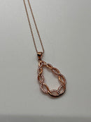 CZ Weave Pendant in Silver and Rose Gold
