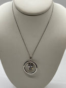 Silver Circle Pendant w/Rectangle CZ Inside