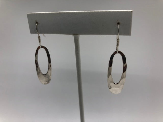 Hammered Oval Dangle Earrings