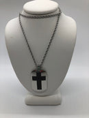 Dog Tag with Cross in Stainless Steel Necklace
