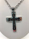 CZ Black and Stainless Steel Cross Necklace