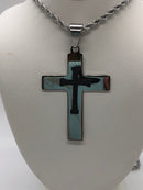 Black and Stainless Steel Cross Necklace